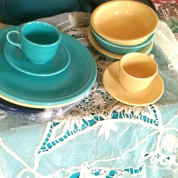 Fiesta Dining Vintage Turquoise Fiestaware Signed Lead Free Aqu